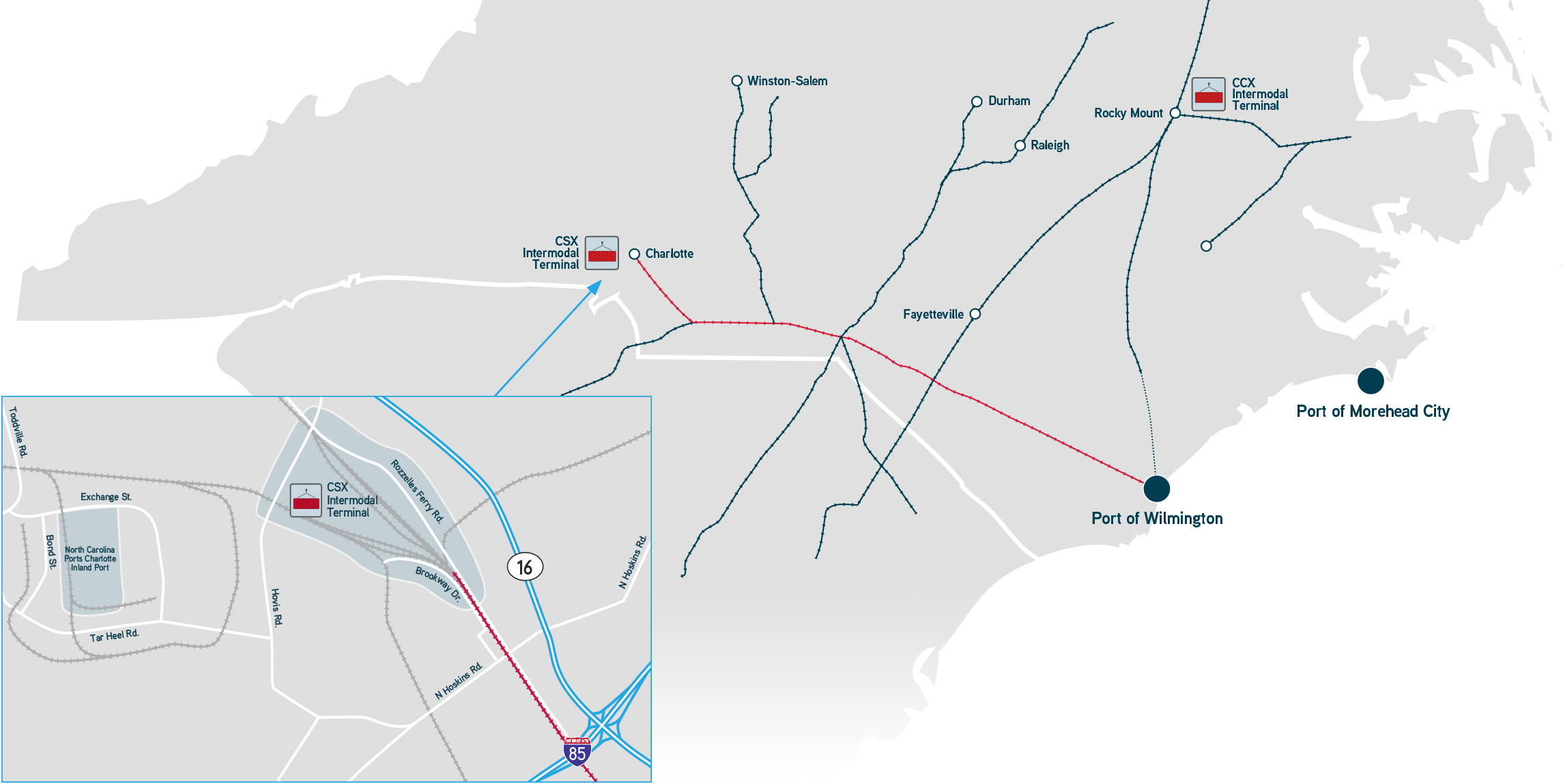 Queen City Express map